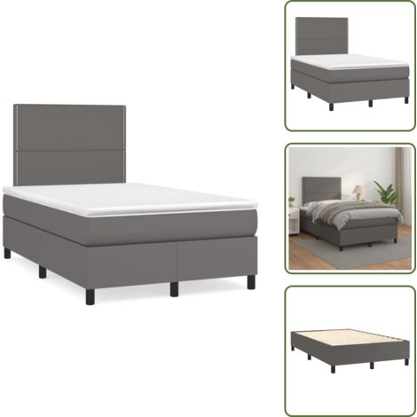 Letto con molle insacchettate - vidaXL Giroletto a Molle con Materasso Grigio 120x190 cm in Similpelle - Letto grigio