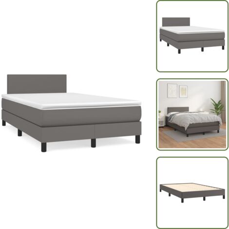 Letto con molle insacchettate - vidaXL Giroletto a Molle con Materasso Grigio 120x190 cm in Similpelle - Letto in similpelle
