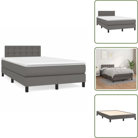 Letto con molle insacchettate - vidaXL Giroletto a Molle con Materasso Grigio 120x190 cm in Similpelle - Letto in similpelle