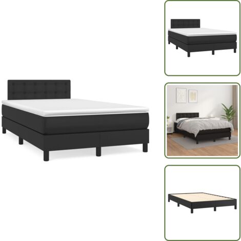 Letto con molle insacchettate - vidaXL Giroletto a Molle con Materasso Nero 120x190 cm in Similpelle - Letto in similpelle