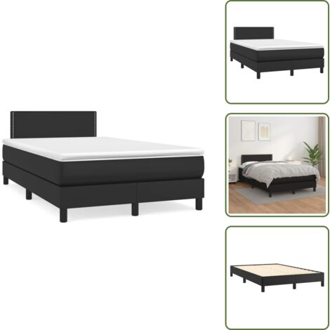 Letto con molle insacchettate - vidaXL Giroletto a Molle con Materasso Nero 120x190 cm in Similpelle - Letto in similpelle