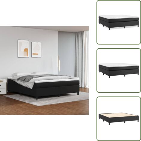 Letto con molle insacchettate - vidaXL Giroletto a Molle con Materasso Nero 180x200 cm in Similpelle - Letto con similpelle