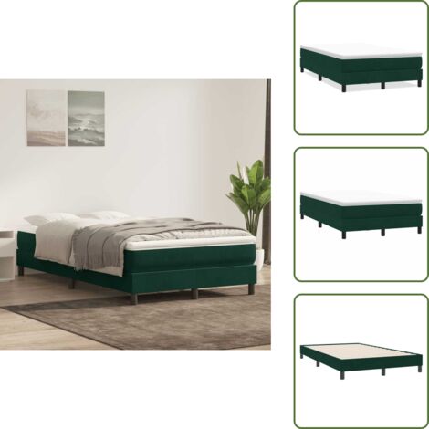 Letto con molle - vidaXL Letto a Molle senza Materasso Verde Scuro 120x220 cm Velluto - Letto con base a doghe