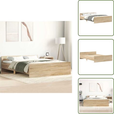 Letto con pediera - vidaXL Giroletto con Testiera e Pediera Rovere Sonoma 120x190 cm - Letto in legno
