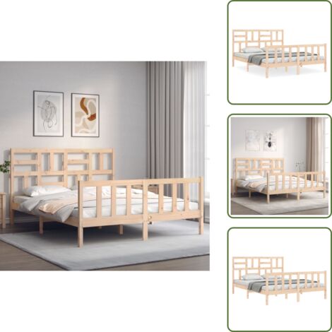 Letto con pediera - vidaXL Giroletto senza Materasso 160x200 cm in Legno Massello di Pino - Letto in pino