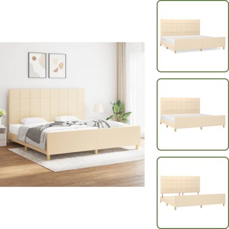 Letto con pediera - vidaXL Giroletto senza Materasso Crema 200x200 cm in Tessuto - Letto con doghe