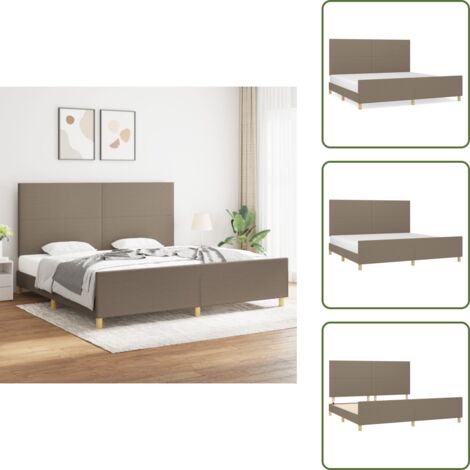 Letto con pediera - vidaXL Giroletto senza Materasso Tortora 200x200 cm in Tessuto - Letto con doghe