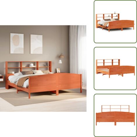 Letto con pediera - vidaXL Letto Libreria senza Materasso Marrone Cera 200x200 cm in Pino - Letto salvaspazio