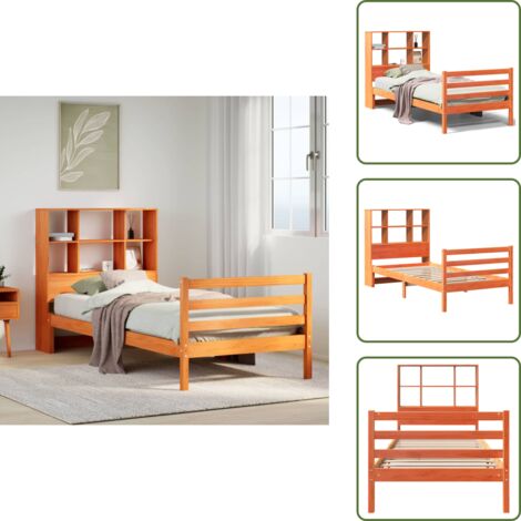 Letto con pediera - vidaXL Letto Libreria senza Materasso Marrone Cera 75x190 cm Legno - Letto salvaspazio