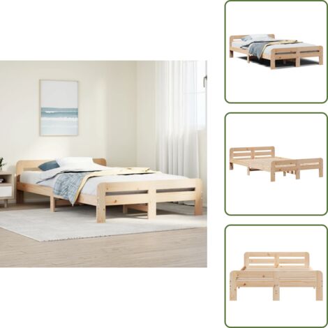 Letto con pediera - vidaXL Letto senza Materasso 120x190 cm in Legno Massello di Pino - Letto con doghe