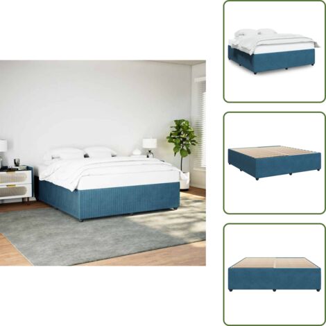 Letto con piedi in legno - vidaXL Giroletto Blu 200x200 cm in Velluto -