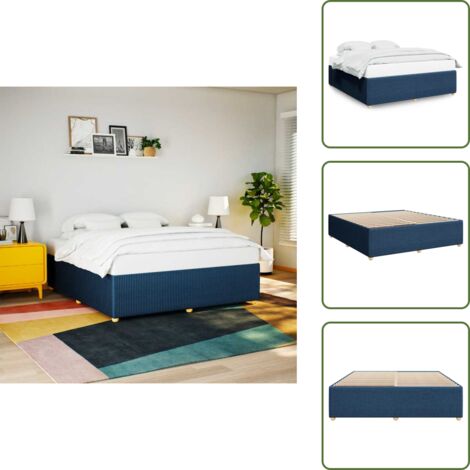 Letto con piedi in legno - vidaXL Giroletto senza Materasso Blu 180x200 cm in Tessuto -