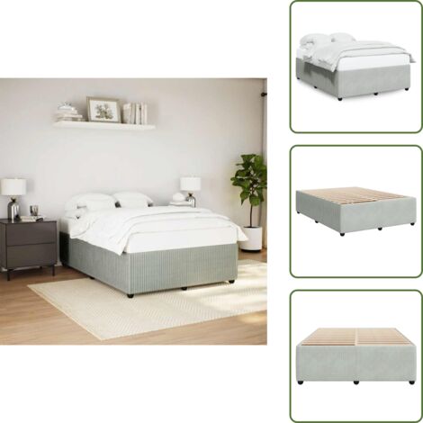 Letto con piedi in legno - vidaXL Giroletto senza Materasso Grigio Chiaro 140x190 cm Velluto -
