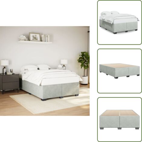 Letto con piedi in legno - vidaXL Giroletto senza Materasso Grigio Chiaro 140x190 cm Velluto -