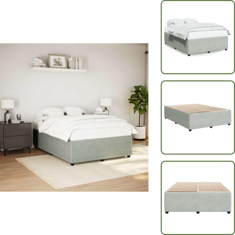 Letto con piedi in legno - vidaXL Giroletto senza Materasso Grigio Chiaro 140x200 cm Velluto -