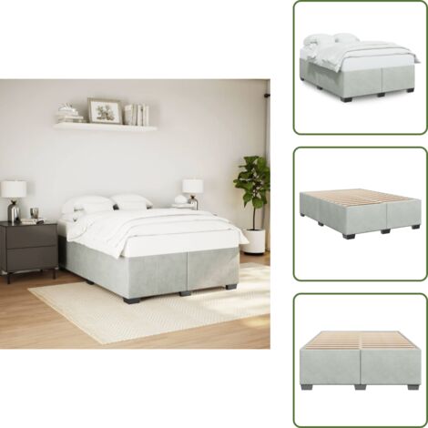 Letto con piedi in legno - vidaXL Giroletto senza Materasso Grigio Chiaro 160x200 cm Velluto -