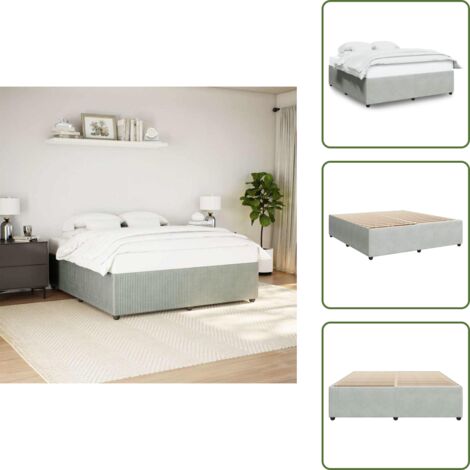 Letto con piedi in legno - vidaXL Giroletto senza Materasso Grigio Chiaro 180x200 cm Velluto -
