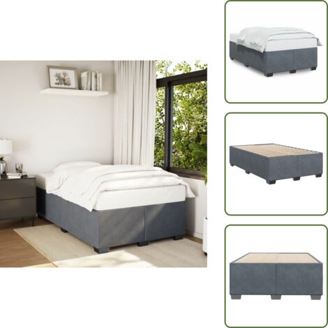Letto con piedi in legno - vidaXL Giroletto senza Materasso Grigio Scuro 120x190 cm Velluto -