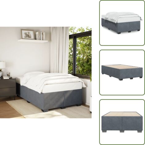 Letto con piedi in legno - vidaXL Giroletto senza Materasso Grigio Scuro 120x200 cm Velluto -