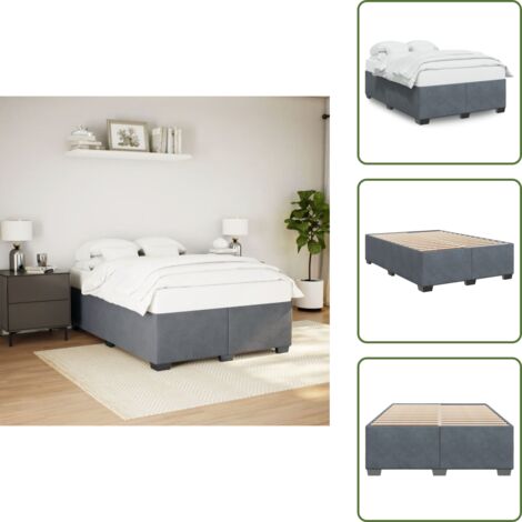 Letto con piedi in legno - vidaXL Giroletto senza Materasso Grigio Scuro 160x200 cm Velluto -