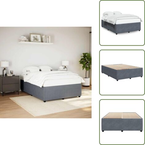 Letto con piedi in legno - vidaXL Giroletto senza Materasso Grigio Scuro 160x200 cm Velluto -