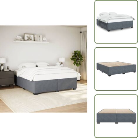Letto con piedi in legno - vidaXL Giroletto senza Materasso Grigio Scuro 200x200 cm Velluto -