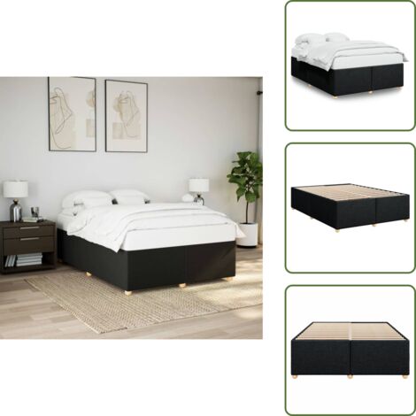 Letto con piedi in legno - vidaXL Giroletto senza Materasso Nero 160x200 cm in Tessuto -