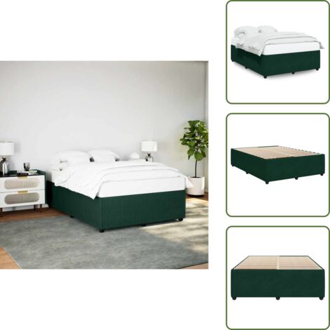 Letto con piedi in legno - vidaXL Giroletto senza Materasso Verde Scuro 140x190 cm in Velluto -
