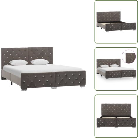 Letto con piedini in metallo - vidaXL Giroletto Grigio in Velluto 140x200 cm - Letto da camera da letto