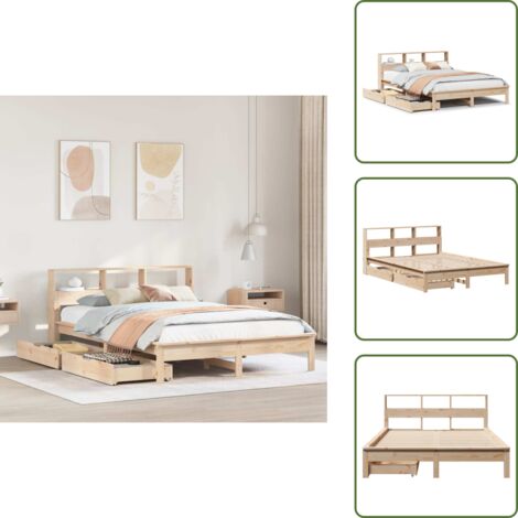 Letto con piedini - vidaXL Letto Libreria senza Materasso 140x190 cm in Legno di Pino - Letto salvaspazio