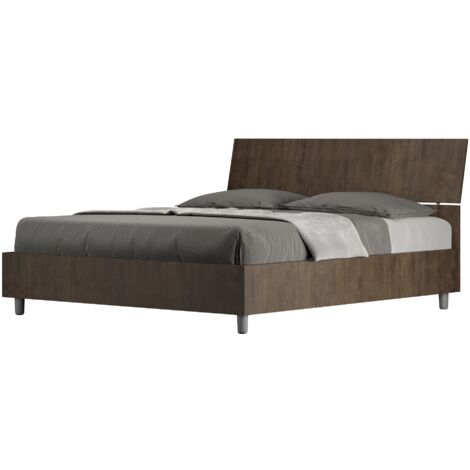 Letto con rete 160x200 testata inclinata noce Demas