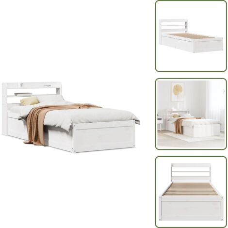Letto con ripiani - vidaXL Giroletto con Testiera Bianco 75x190 cm Legno Massello di Pino - Letto in legno