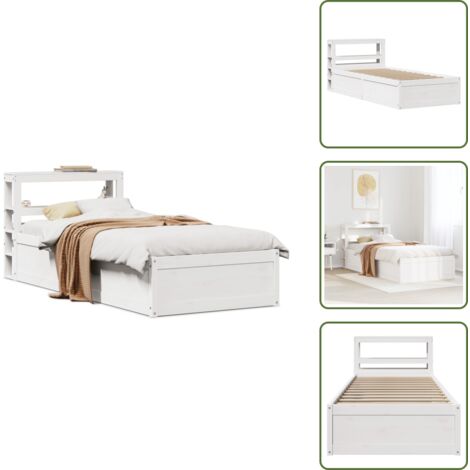 Letto con ripiani - vidaXL Giroletto con Testiera Bianco 90x190 cm Legno Massello di Pino - Letto in legno