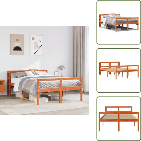 Letto con ripiani - vidaXL Giroletto con Testiera Marrone Cera 120x200 cm Massello Pino - Letto alto