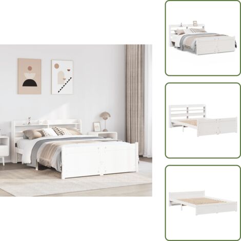 Letto con ripiani - vidaXL Giroletto con Testiera senza Materasso Bianco 120x200 cm - Letto con pediera