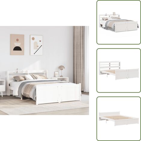 Letto con ripiani - vidaXL Giroletto con Testiera senza Materasso Bianco 160x200 cm - Letto con pediera