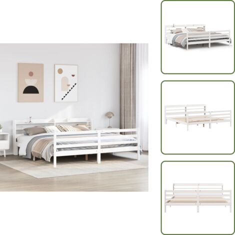 Letto con ripiani - vidaXL Giroletto con Testiera senza Materasso Bianco 200x200 cm - Letto con doghe