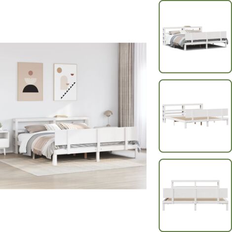 Letto con ripiani - vidaXL Giroletto con Testiera senza Materasso Bianco 200x200 cm - Letto con doghe in compensato