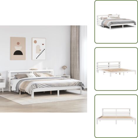 Letto con ripiani - vidaXL Giroletto con Testiera senza Materasso Bianco 200x200 cm - Letto in legno massello