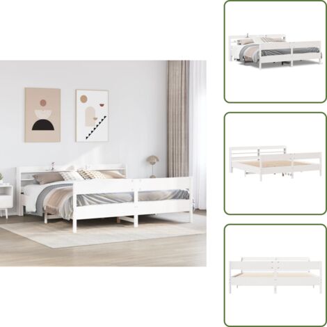 Letto con ripiani - vidaXL Giroletto senza Materasso Bianco 200x200 cm Legno Massello Pino - Letto in legno massello