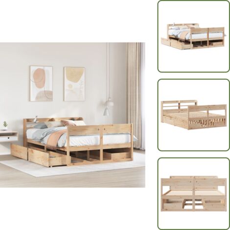 Letto con ripiani - vidaXL Letto senza Materasso 120x200 cm in Legno Massello di Pino - Letto autoportante