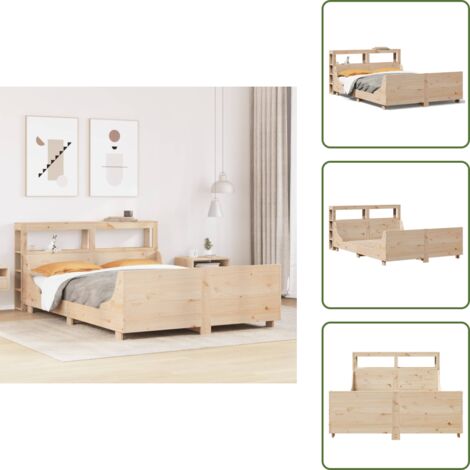 Letto con ripiani - vidaXL Letto senza Materasso 160x200 cm in Legno Massello di Pino - Letto in pino