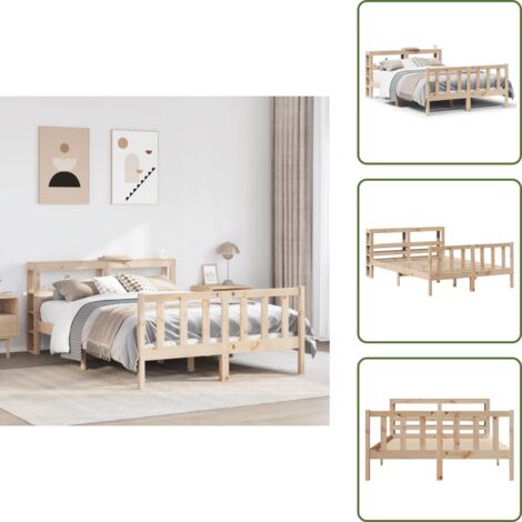 Letto con ripiani - vidaXL Letto senza Materasso 160x200 cm in Legno Massello di Pino - Letto in pino