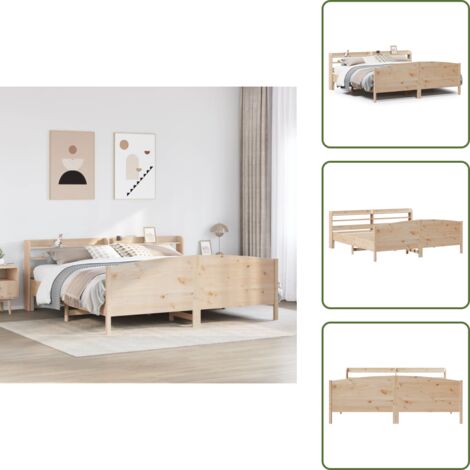 Letto con ripiani - vidaXL Letto senza Materasso 180x200 cm in Legno Massello di Pino - Letto in pino