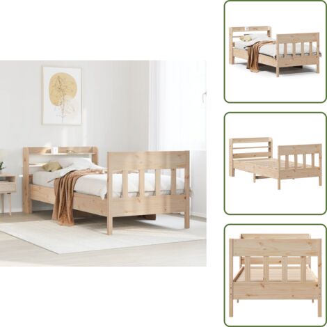 Letto con ripiani - vidaXL Letto senza Materasso 75x190 cm in Legno Massello Pino - Letto in pino