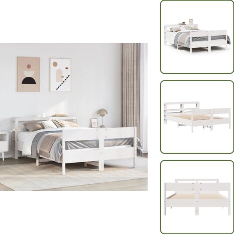 Letto con ripiani - vidaXL Letto senza Materasso Bianco 120x190 cm Legno Massello di Pino - Letto in pino
