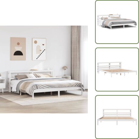 Letto con ripiani - vidaXL Letto senza Materasso Bianco 180x200 cm Legno Massello di Pino - Letto autoportante