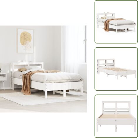Letto con ripiani - vidaXL Letto senza Materasso Bianco 75x190 in Legno Massello di Pino - Letto in pino