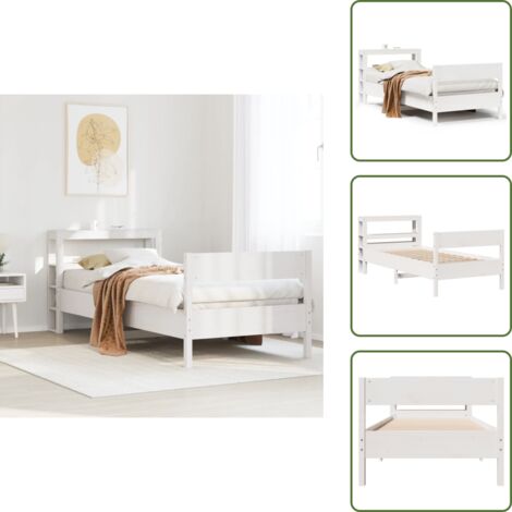Letto con ripiani - vidaXL Letto senza Materasso Bianco 90x200 cm Legno Massello di Pino - Testiera per letto