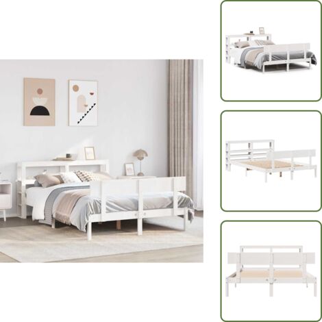Letto con ripiano - vidaXL Letto senza Materasso Bianco 120x200 cm Legno Massello di Pino -